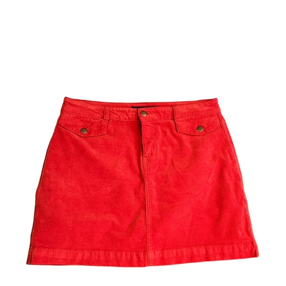 Versona Size 30 Orange Corduroy Mini Skirt, back pockets - Picture 1 of 5